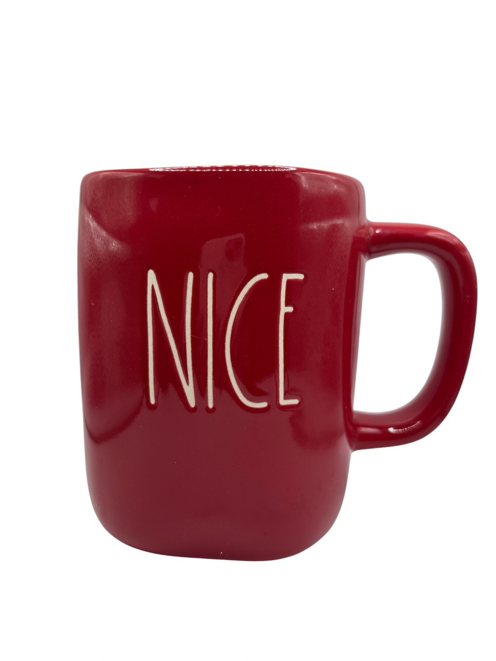 Rae Dunn by Magenta "Nice" Mug Cup Red EUC no‎ chips or cracks
